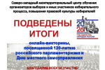 Северо-западным межтерриториальным центром обучения организаторов выборов подведены итоги викторины «Парламентаризм в России», посвящённой 120-летию российского парламентаризма и Дню местного самоуправления